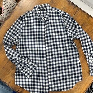 J. Crew Navy and White Plaid women’s shirt